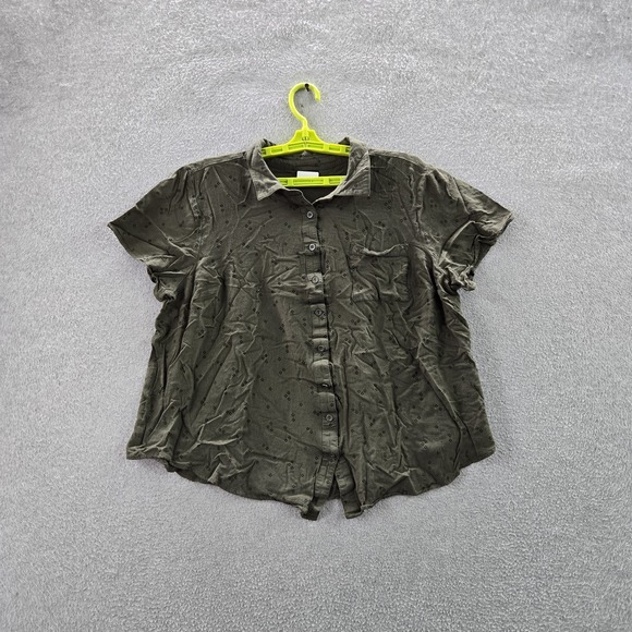 torrid Tops - Torrid Women Button Up Shirt 2 Olive Green Geometric Collared‎
